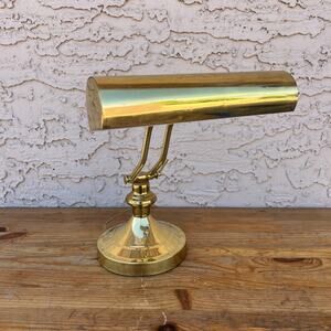 Mid Century Brass Piano Lamp • Adjustable Bankers Desk Light • Vintage MCM